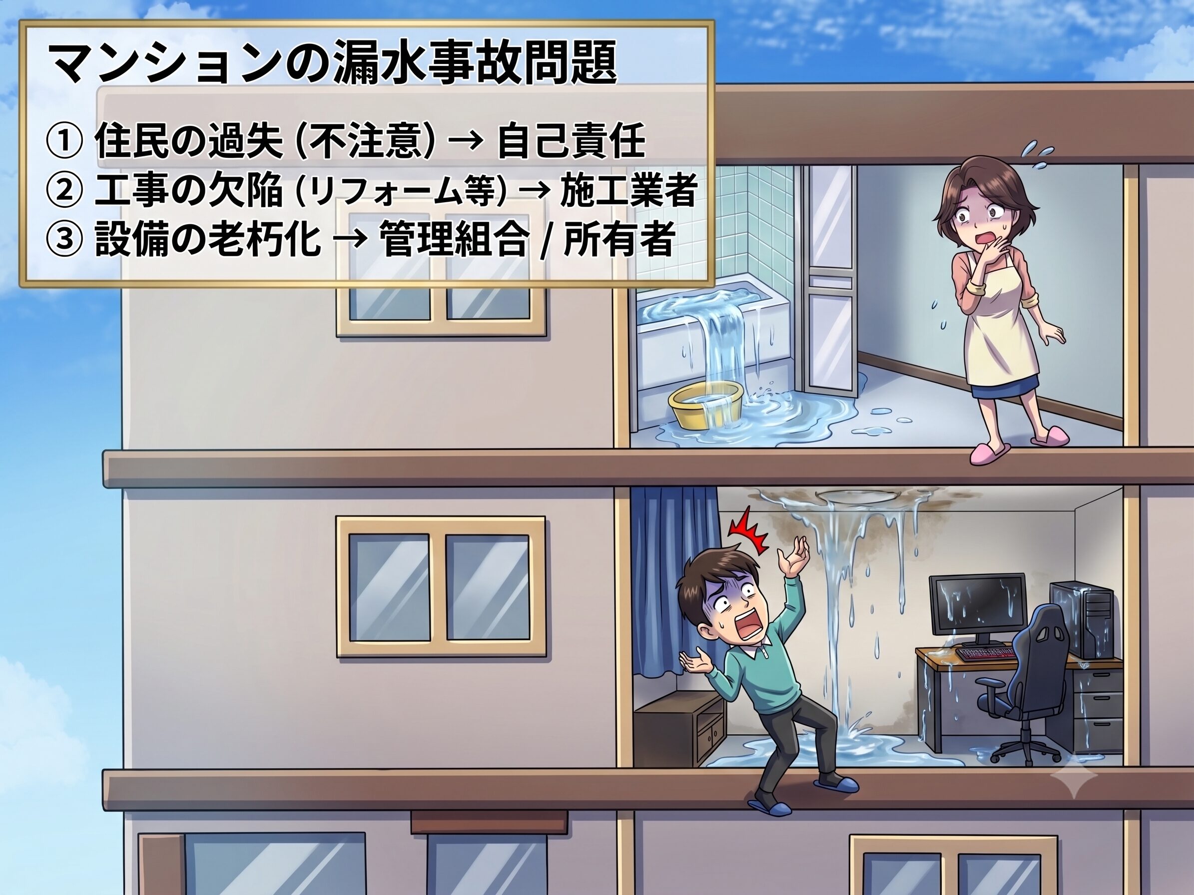 マンションの漏水事故問題