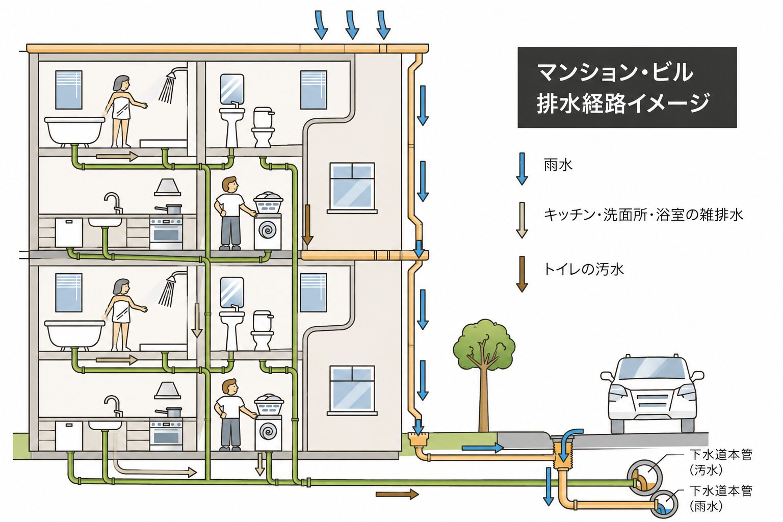マンションの排水設備