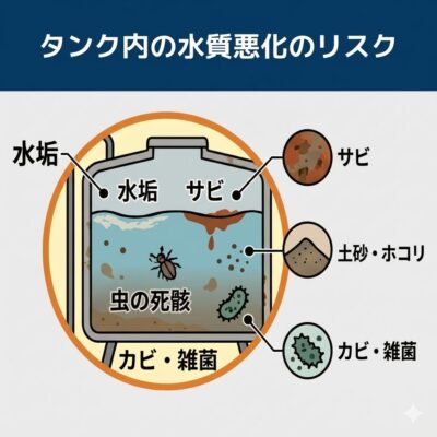 タンク内の水質悪化のリスク
