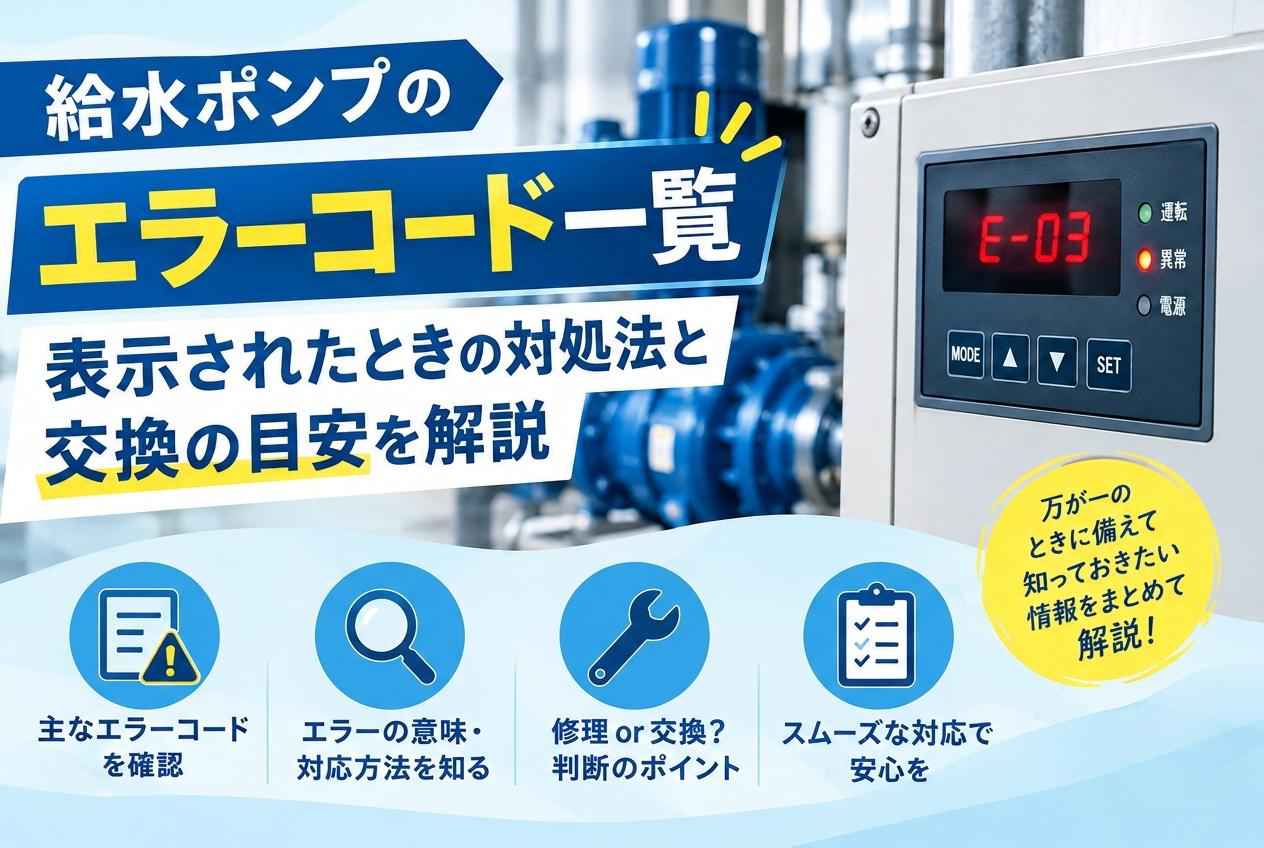 給水ポンプのエラーコード一覧|表示されたときの対処法と交換の目安を解説